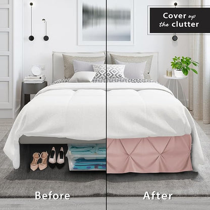 Nestl Blush Pink Bed Skirt Twin Size, Pinch Pleat Twin Bed Skirt, 14" Inch Drop Twin Bedskirt, Hotel Quality Blush Pink Bed Skirts, Premium Microfiber Bedskirt for Twin Bed, Blush Pink Twin Bed Skirt