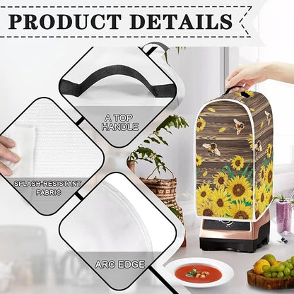 Talayituse Bee Sunflower Wood Print Blender Dust Cover, Fingerprint Protection Cover for Stand Mixer or Coffee Machine, Home Kitchen Appliance Covers for Stain Dust Resistant Supplies