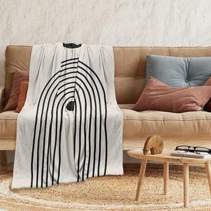 Boho Mid Century Blankets Orange Beige Throws Abstract Modern Aesthetic Bedding Minimalist Sun Leaf Soft Warm Bed Bedding Blankets for Couch Bedroom Sofa Office Cozy Flannel Blanket 40"X50"
