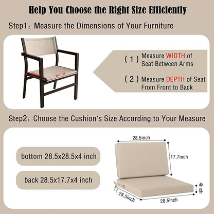 idee-home Outdoor Cushions for Patio Furniture, Outdoor Seat Cushions 28.5 x 28.5 Waterproof & Fade Resistant Couch Sofa Replacement Deep Couch Chair Cushion for Yard Garden Deck, Beige