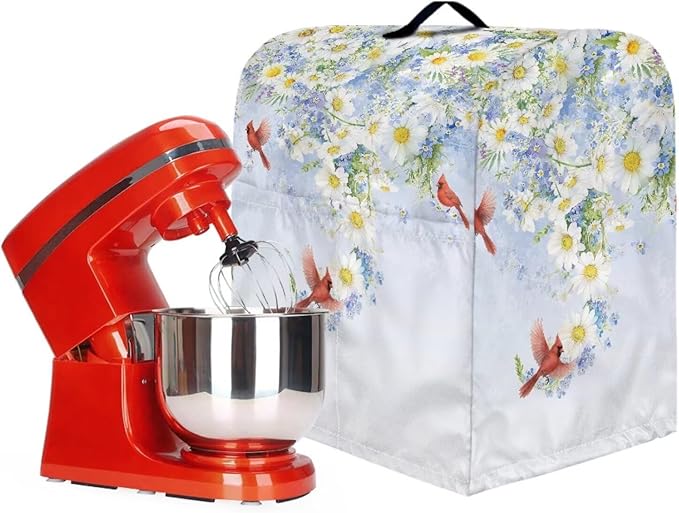 Cardinal Bird with Flower Mixer Dust Covers 6-8 Quart Stand Mixer Covers Protector Accessories Kitchen Decoration