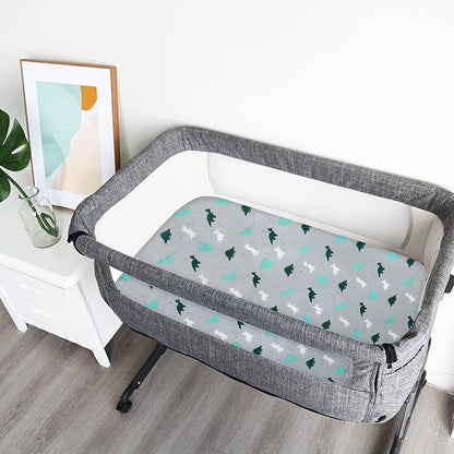 Bassinet Sheet 4 Pack for Baby Boys or Girls, Bassinet Sheets Ultra Soft Universal Fit for Most Rectangle, Oval, Hourglass Bassinet Mattress, Bassinet Sheets, Grey
