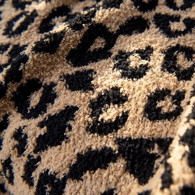 Fluffy Leopard Knitted Throw Blanket for Couch Lightweight Soft Plush Fluffy Warm Cozy -50x60inch,Perfect for Bed, Sofa,Leopard