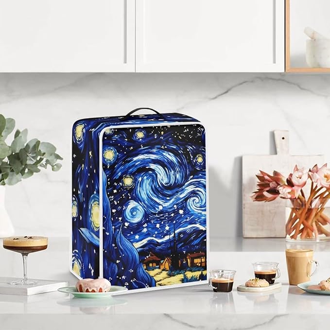 Starry Night Print Coffee Maker Cover – Dust Protection Stain Resistant Washable Appliance Cover Kitchen Decoration Gifts For Coffee Lovers