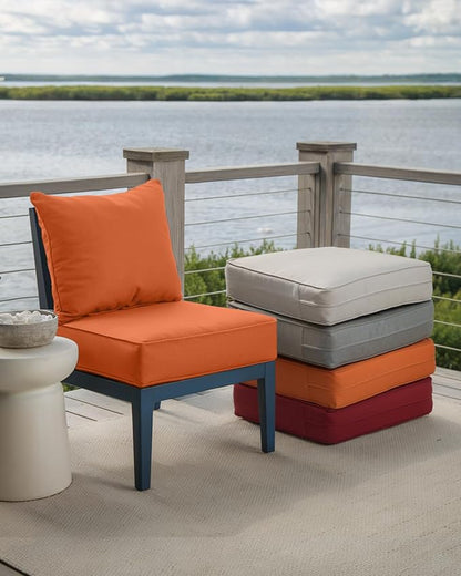 Luxury 24x24x6 Inch Outdoor Cushions - Water&UV&Fade Resistant 1 Set Zippered Patio Chair Back&Seat Cushion for Wicker Dining Rocking Swivel Chairs Loveseat Couch Sectional Sofa - Orange