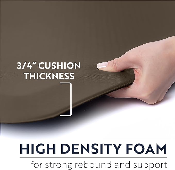 KANGAROO Thick Ergonomic Anti Fatigue Mats for Kitchen Floor, Cushioned Standing Office Desk Mat, Waterproof Scratch Resistant Topside, Supportive All Day Comfort Padded Foam Rugs, 17x24, Cappuccino