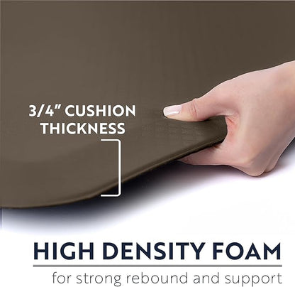 KANGAROO Thick Ergonomic Anti Fatigue Mats for Kitchen Floor, 58x20, Cushioned Standing Office Desk Mat, Waterproof Scratch Resistant Topside, Supportive All Day Comfort Padded Foam Rugs, Cappuccino