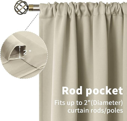 BGment Short Blackout Curtains 36 Inches Length for Kitchen Camper - Rod Pocket Thermal Insulated Small Window Drapes for Bathroom Basement, Light Camel, 2 Panels, 34 x 36 Inch