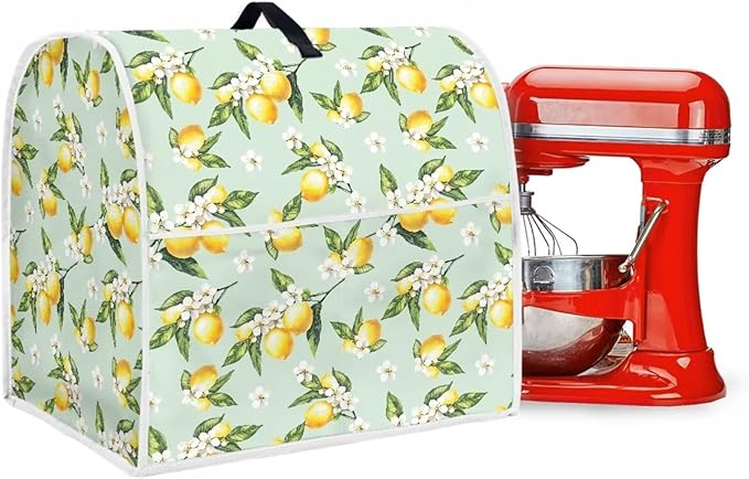 Lemon Mixer Cover for Kitchen Aid 6-8 Quart Stand Mixers, Universal Kitchen Appliance Dust Cover Washable Dustproof Cloth Cover with Pocket for Kitchenware Gift for Holiday
