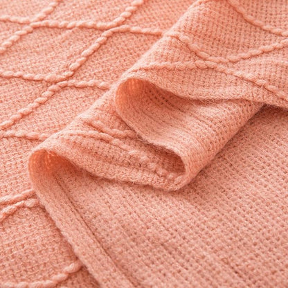Homiest Decorative Knitted Throw Blanket with Fringe Soft & Cozy Tassel Blanket for Couch Sofa Bed (50" x 60", Coral)