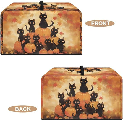 Microwave Oven Dust Cover, Thanksgiving Cat Heat-Resistant Waterproof Microwave Oven Grill Cover Protector Polyester Washable Dust Covers Case Protections for Microwaves Ovens