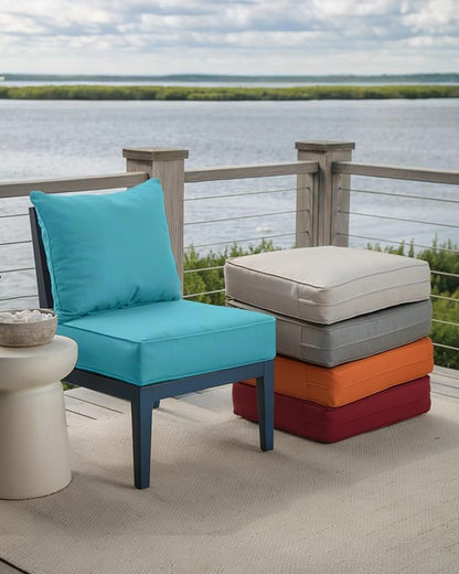 Luxury 24x24x6 Inch Patio Chair Cushions Set of 3 - Memory Foam Deep Seat Water-Resistant Patio Cushion for Dining Rocking Swivel Glider Loveseat 3-Seater Sectional Sofa - Turquoise
