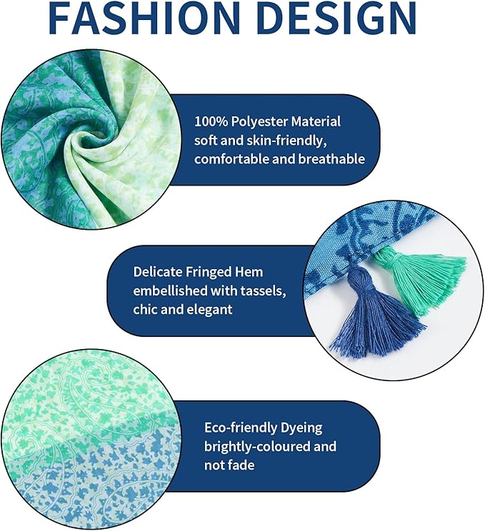 Scarf for Women Lightweight Soft Floral Leopard Printed Scarves Fall Winter Fashion Shawl Wrap with Fringe