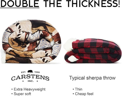 CARSTENS, INC. Wrangler Ultra Premium Super Soft Plush Sherpa Fleece Oversized Throw Blanket 54" x 68", Buffalo