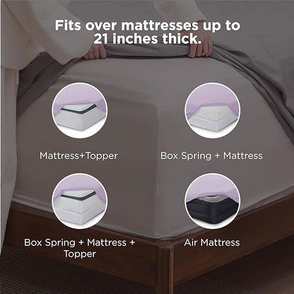 Bedsure Deep Pocket Twin Sheets Set - Fits Mattresses Up to 21 Inches Thick -3 Piece GentleSoft Bed Sheets, Moisture Wicking, Soft & Cooling Bedsheet & Pillowcases, Easy & Secure Fit, Light Purple
