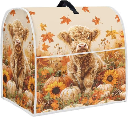 Highland Cow Stand Mixer Cover 6-8 Quart Pumpkin Kitchen Appliance Covers Dust Protection Universal for Pressure Cooker Air Fryer Fall Kitchen Decoration for Home Gift for Friends