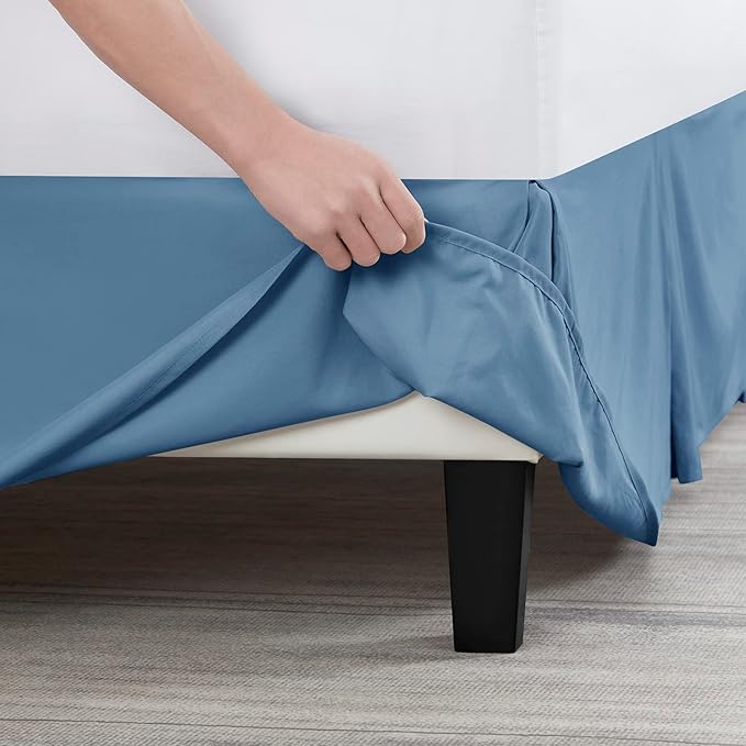 Nestl Blue Heaven Bed Skirt Cal King Size - Cal King Bed Skirt 14 Inch Drop - Brushed Microfiber Bed Skirts - Hotel Quality Pleated Bed Skirt - Shrinkage & Fade Resistant