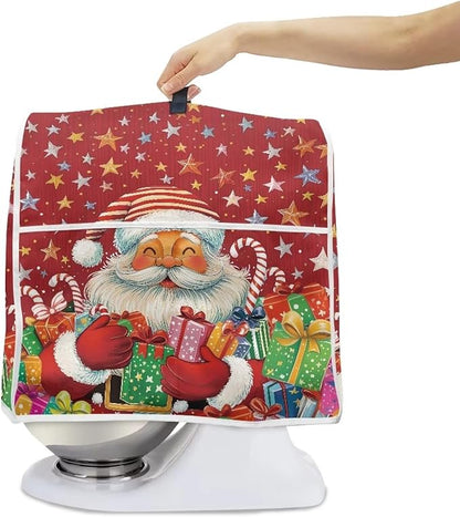 Christmas Stand Mixer Cover Dust Cover Santa Claus Red Stand Mixer Covers For Kitchen Aid 6-8 Quart Mixers Dustproof Cloth Cover for Small Appliance Protector, Christmas Tabletop Decor