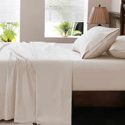 Extra Deep Pocket King Sheets 18-24 Inch 100% Egyptian Cotton 1000 Thread Count Sateen Weave Soft Breathable 4 Pieces（King，Linen）