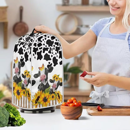 Sunflower Animal Cow Print Blender Dust Covers for Kitchen Counter,Juicer Cover Storage Pouch Cooker Mixer Covers Sleeve Coffee Maker Appliance Cover Food Processor Dust Cover