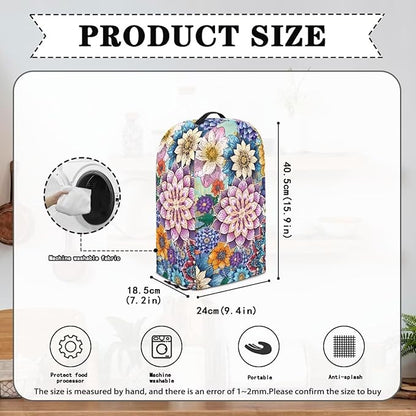 Bohe Flower Print Blender Covers for Kitchen Food Processor Cover with Durable Handle, Dust Covers for Kitchen Appliances Stand Mixer or Coffee Maker Appliance Cover