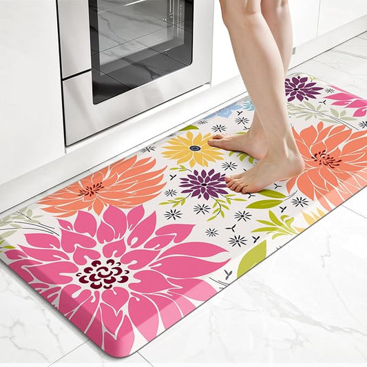Kitchen Mats for Floor,Cushioned Rug Anti-Fatigue Mats for Kitchen Decor Accessories,Waterproof Non-Slip Mat and Rug for Office,Floor,Laundry 17.3"*39",Mutil-Pink
