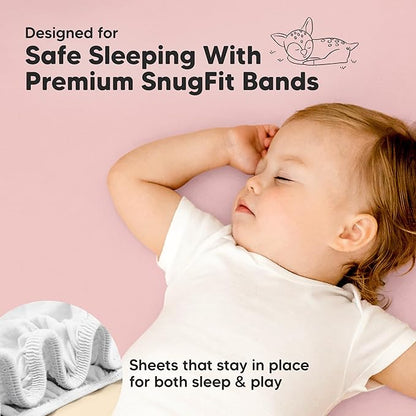 Pack and Play Sheets Fitted - 2-Pack Mini Crib Sheets for Pack N Play Mattress 38x26, Soft & Cozy, Neutral Toddler Playard Bedding, Snug Fitted Mini Baby Crib Mattress Cover Boy, Girl (Rose)