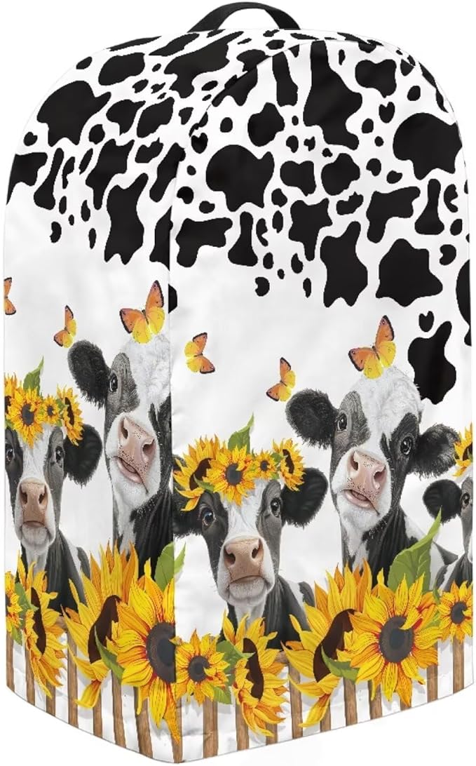 Cow Sunflower Blender Dust Covers with Drawstring, Stand Mixer or Coffee Maker Appliance Cover, Anti Fingerprint Dust Proof Stain Resistant Blender Cover for Home Kitchen