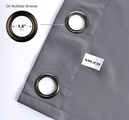 MIUCO 1 Pair Thermal Insulated Grommet 52-Inch-by-63-Inch Blackout Window Curtain Panels with 2 Tie Backs, Dark Grey