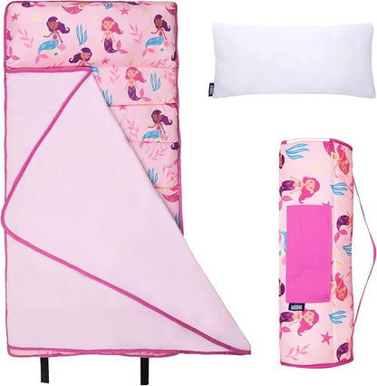 Wildkin 43-inch Kids Nap Mat – Soft Microfiber Toddler Sleeping Mat with Pillow