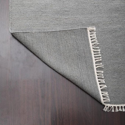 Rugsotic Carpets Hand Woven Flat Weave Kilim Wool 3'x5' Area Rug Solid Silver D00111
