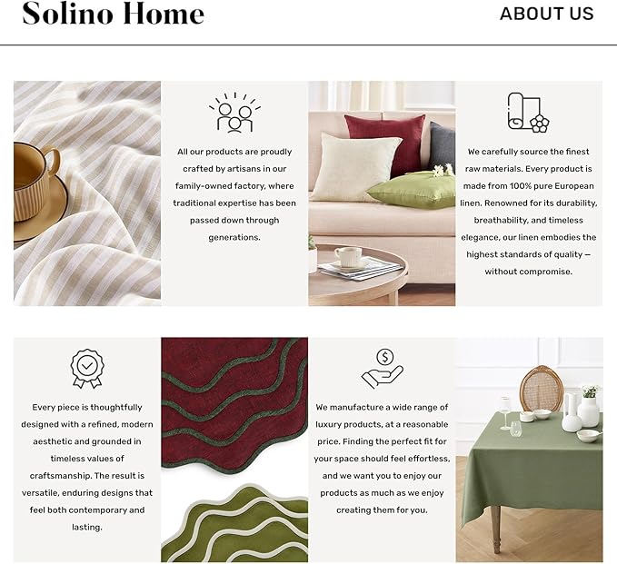 Solino Home Linen Dusty Blue Table Runner 60 Inches - Classic Hemstitch, 100% Pure Linen Coffee Table Runner 14 x 60 Inch Ideal for Dresser Tables