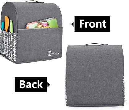 Yarwo Stand Mixer Cover Compatible with 6-8 Quart KitchenAid Mixer, Protective Dust Cover with Top Handle and Pockets for Accessories, Gray with Arrow