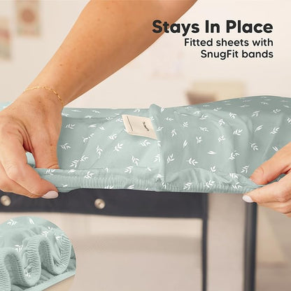 2-Pack Mini Crib Sheets Fitted - 38x26 Pack N Play Sheets for Pack and Play Mattress, Organic Cotton, Soft & Breathable Playard Bedding, Neutral Mini Toddler Bed Cover for Boys, Girls (Prairie)