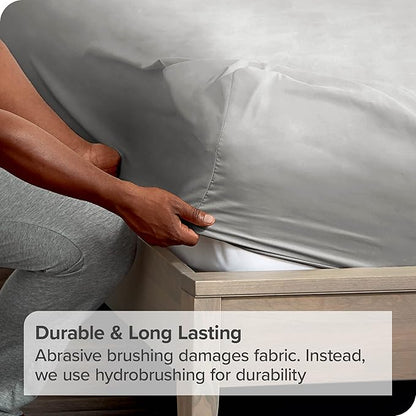 Bare Home 2-Pack Fitted Bottom Sheets Split King - Premium 1800 Ultra-Soft Microfiber - Deep Pocket - 4 Twin XL Fitted Sheets (Split King, Light Grey)