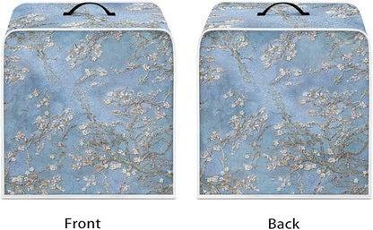 Oil Painting Style Coffee Maker Covers With Top Handle Folding Coffee Machine Dust Covers For Blender Mixer Juice Machine Keep Office Home Kitchen Clean Almond Blossoming Blue