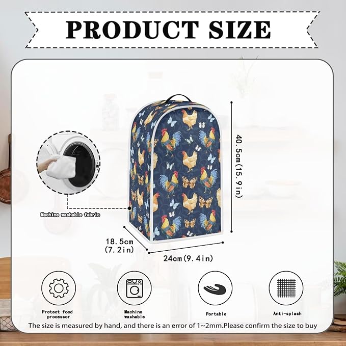 Butterfly Chicken Rooster Blender Dust Cover Stand Mixer Coffee Maker Appliance Covers with One Big Pocket Blender Appliance Cover for Kitchen Home Indoor Office