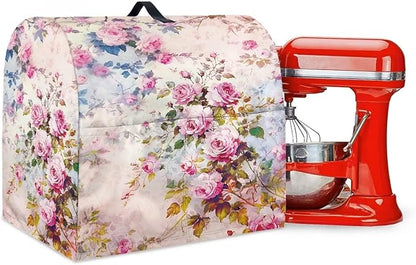 Retro Rose Print Mixer Covers Kitchen Small Appliance Dust Cover Compatible with 4.5-5 Quart Mixer Universal Size Colorful