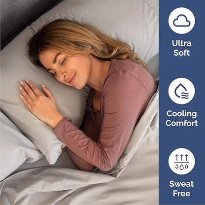 Cal King Size 4 Piece Sheet Set - Comfy Breathable & Cooling Bed Sheets Set - Hotel Luxury Bedding for Women, Men, Kids, Teens, Boys & Girls - Deep Pockets, Soft, Wrinkle Free - Oeko-Tex - Light Grey
