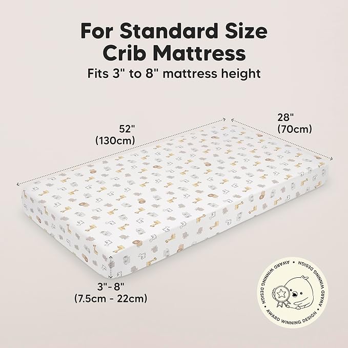 KeaBabies 2-Pack Baby Crib Sheets for Boys, Girls - 52x28 Viscose Derived from Bamboo Toddler Bed Sheets Neutral, Fitted Crib Mattress Cover for Standard Baby Bedding, Soft & Cozy (KeaSafari)