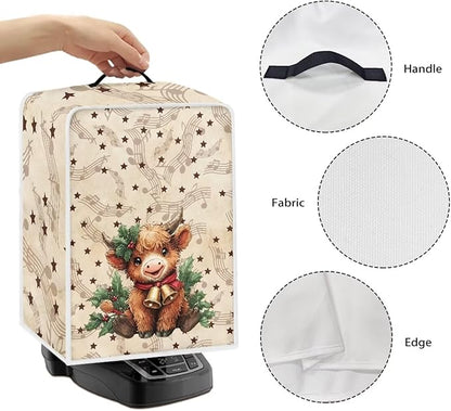 Christmas Coffee Maker Cover, Dustproof Washable Highland Cow Coffee Machine Protector with Handle