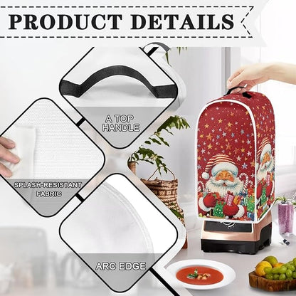 Christmas Blender Covers for Kitchen Countertop Decor, Santa Claus Blender Protective Cover Washable Kitchen Appliance Cloth Cover Universal Air Fryer with Pocket Home Decor