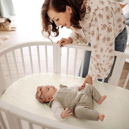 lulumoon Baby Muslin Bassinet Sheets: Cotton Bassinet Sheets Neutral for Boys and Girls - Fitted for Oval Rectangle or Hourglass