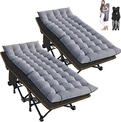 ABORON Camping Cot for Adult 28" Extra Wide, 2PK Heavy-Duty 1200D Oxford Cot for Sleeping, Portable Folding Camp Bed with Mat & Carry Bag