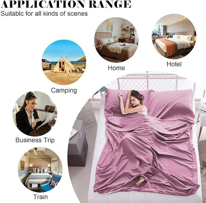 Sleeping Bag Liner,Travel Sheet & Adult Sleep Sack, Camping Sheets Travel Sleep Sack for Backpacking,Hotels & Hostels -Lightweight Single &Double Travel Sheet Camping Sheets