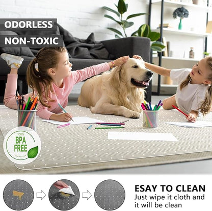 Amyracel Large Office Chair Mat for Low Pile Carpet - 35" x 55" Clear Computer Desk Mat for Home & Offices, Easy Glide Plastic Floor Mat for Office Chair On Carpet