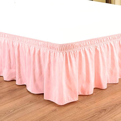 Peach Wrap Around Bed Skirts with 16" Drop - Three Sides Fabric Adjustable Elastic Dust Ruffle Silky Soft -600 TC Stretchy Bed Skirt-RV King(72"X 80") Peach