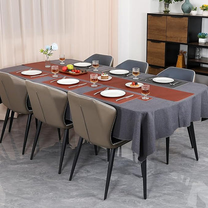 Table Runners 72 Inches Long, Dual-Sided Faux Leather Farmhouse Table Runner Waterproof Heatproof Non-Slip for Living Room Party Home Decor Holiday Decorations(Gray Terracotta, 12 x 72 Inch)
