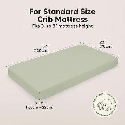 KeaBabies 2-Pack Baby Crib Sheets for Boys, Girls - 52x28 Viscose Derived from Bamboo Toddler Bed Sheets Neutral, Fitted Crib Mattress Cover for Standard Baby Bedding, Soft & Cozy (Foxtrot)