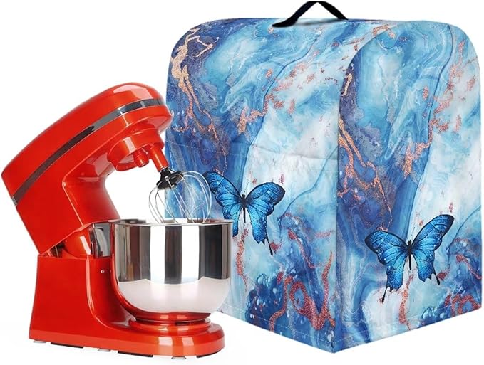 Blue Marble and Butterfly Mixer Covers Stand Mixer Dustproof Cover Compatible with Kitchen Aid Mixer Washable Stand Mixer Covers for 6-8 Qt Mixer